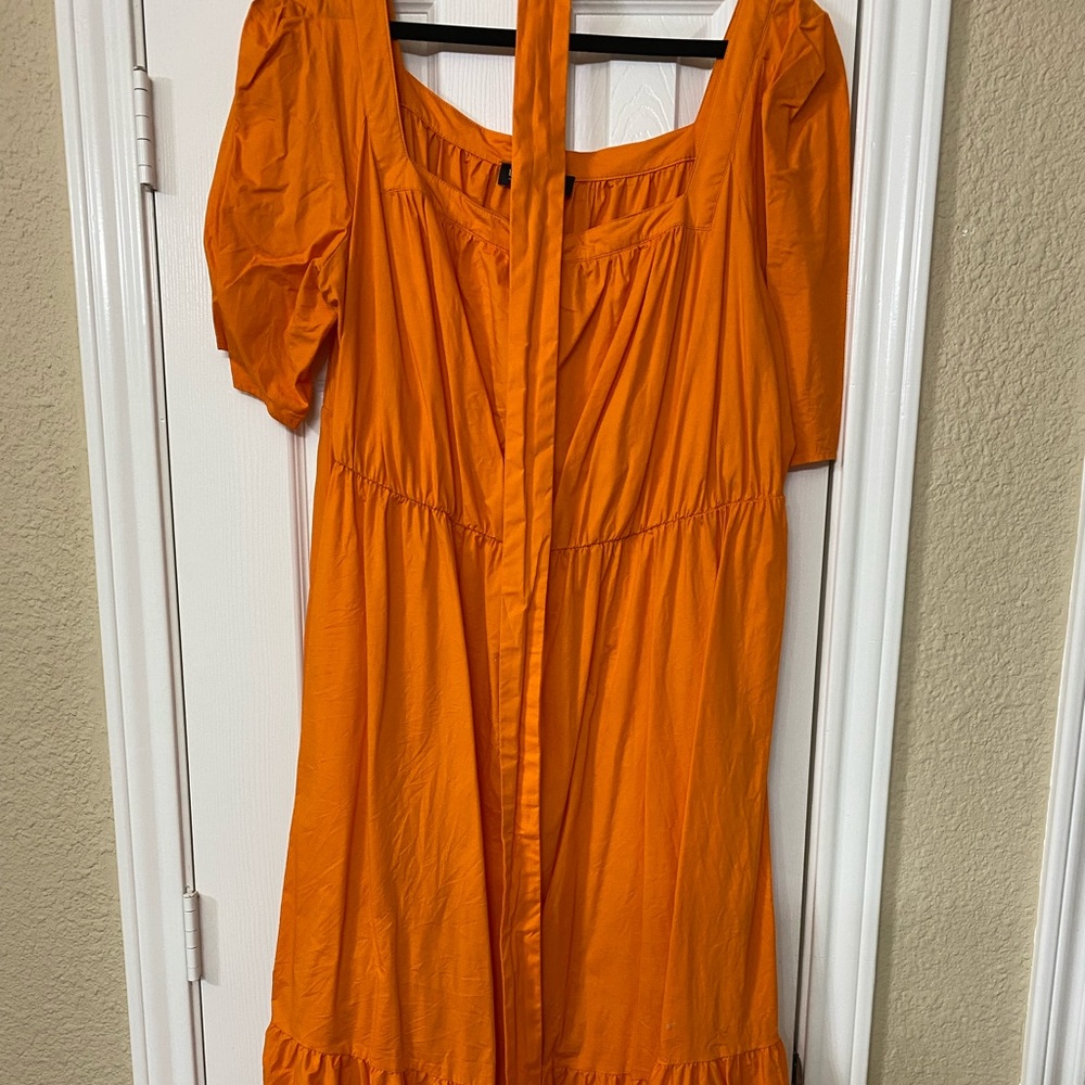 Eloquii Square Neck Orange Dress